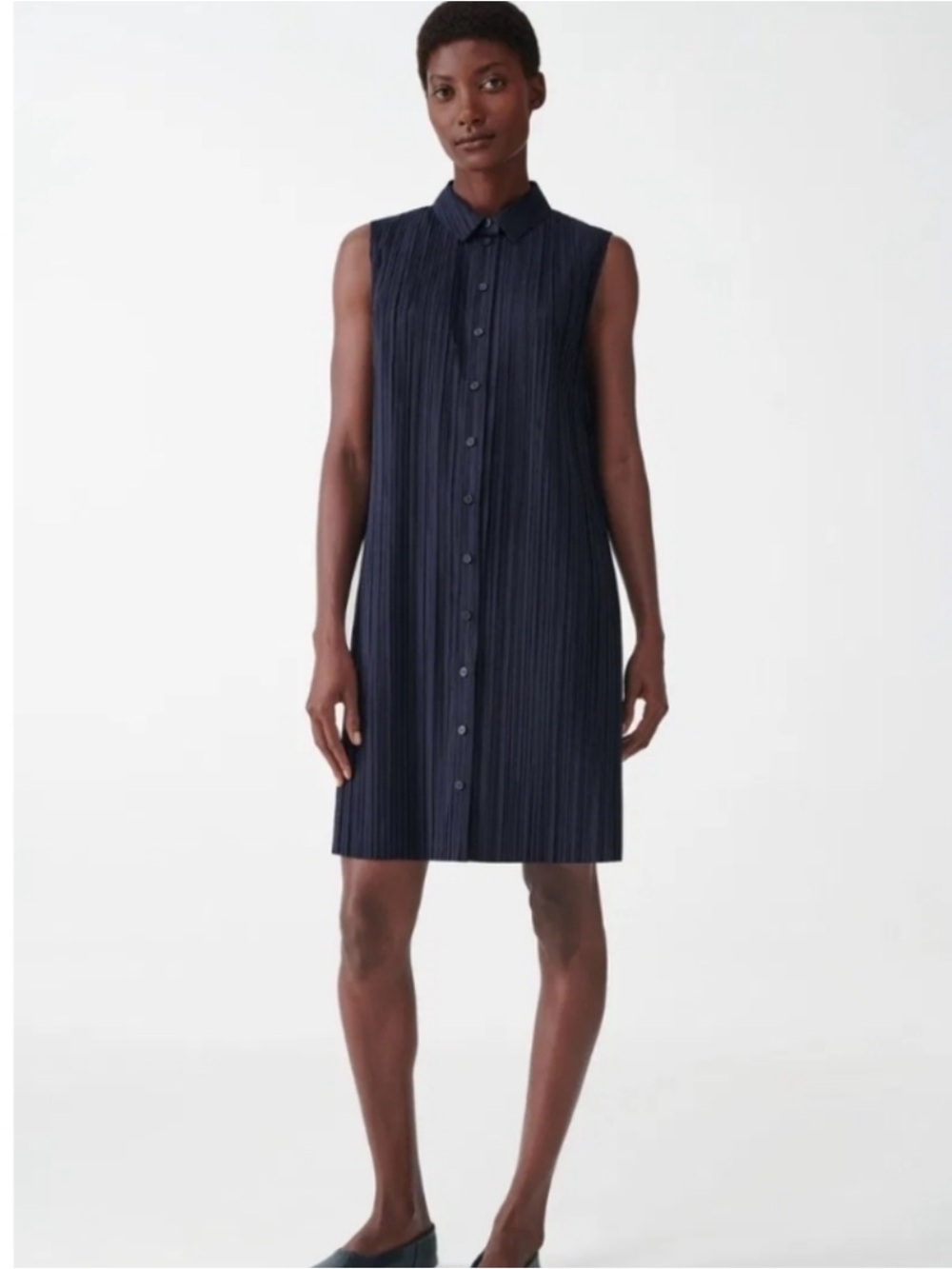 COS blue Pleated Shell Blouse